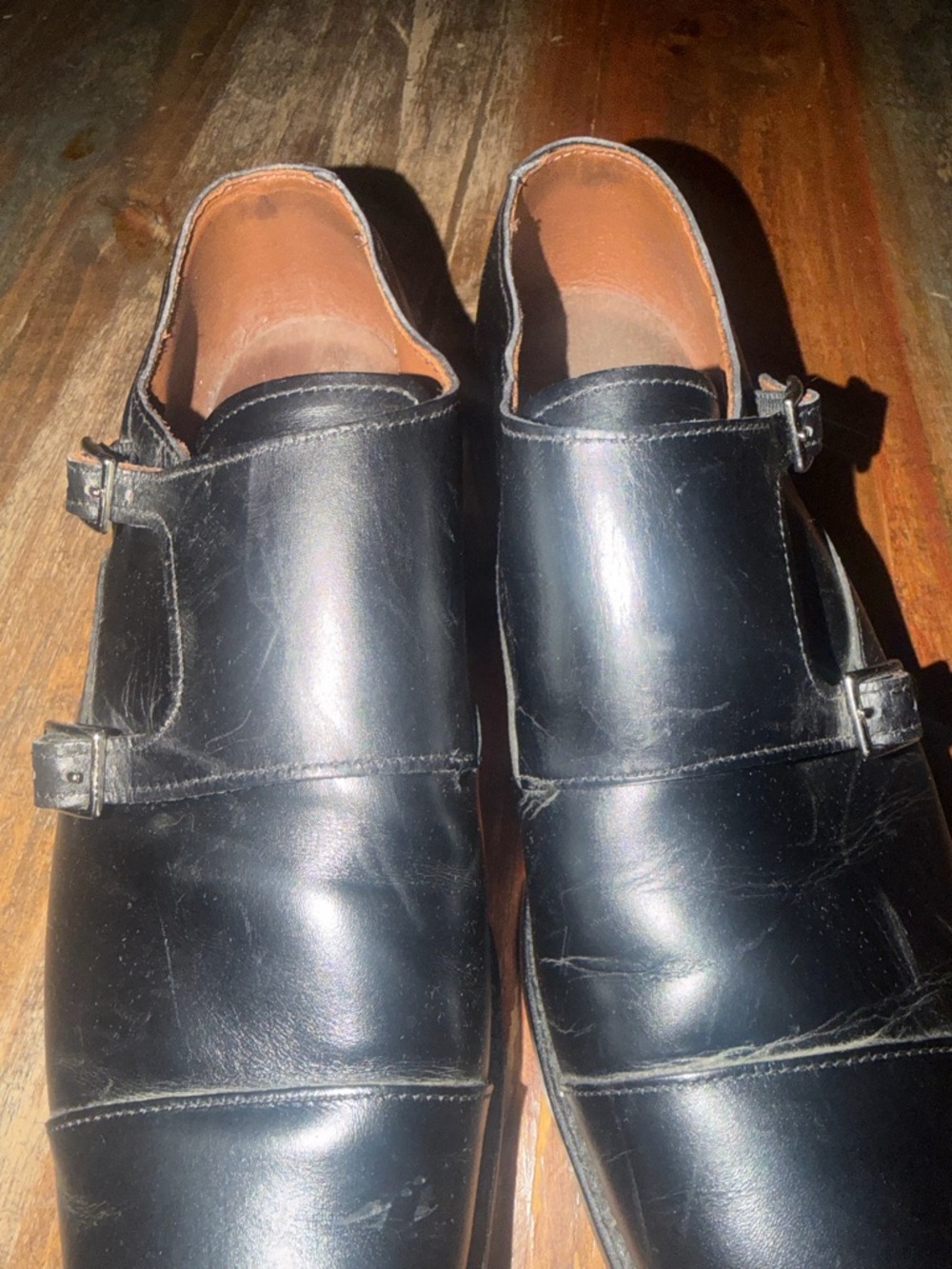 Allen Edmonds Black Double Monk Strap Leather Dress Shoes - Picture 6 of 10